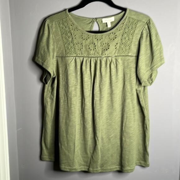 Ella Moss Olive Short Sleeve Top Size Small - Picture 1 of 10